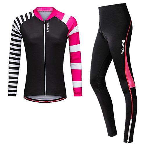 WOSAWE Women's Long Sleeve Cycling Jersey with Tights - Fuchsia Plus Size Bike Jersey Tights 3D Pad Reflective Strips Back Pocket Sports Spandex Horizontal Strips Mountain Bike MTB Road Bike Cycling
WOSAWE Women's Long Sleeve Cycling Jersey with Tights - Fuchsia Plus Size Bike Jersey Tights 3D Pad Reflective Strips Back Pocket Sports Spandex Horizontal Strips Mountain Bike MTB Road Bike Cycling