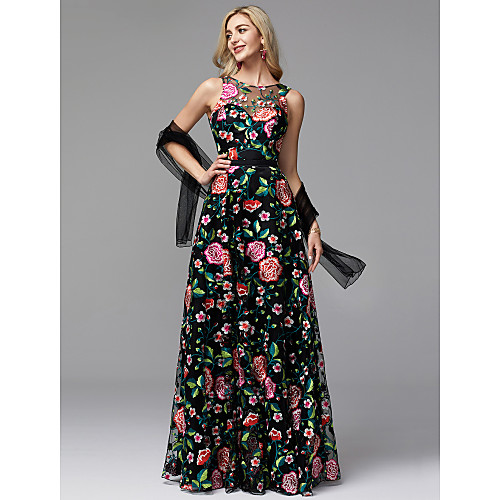 A-Line Floral Prom Formal Evening Dress Jewel Neck Sleeveless Floor Length Tulle with Embroidery Pattern / Print 2021
A-Line Floral Prom Formal Evening Dress Jewel Neck Sleeveless Floor Length Tulle with Embroidery Pattern / Print 2021