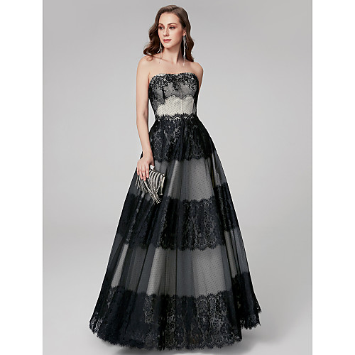 A-Line Elegant Formal Evening Dress Strapless Sleeveless Floor Length Lace with Lace Insert 2021
A-Line Elegant Formal Evening Dress Strapless Sleeveless Floor Length Lace with Lace Insert 2021