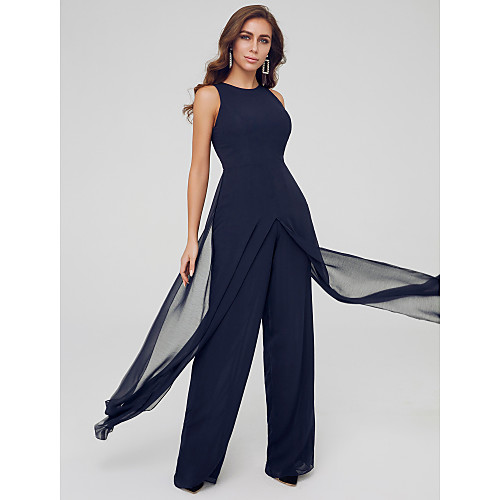 Jumpsuits Elegant Wedding Guest Formal Evening Dress Jewel Neck Sleeveless Floor Length Chiffon with Draping Split 2021
Jumpsuits Elegant Wedding Guest Formal Evening Dress Jewel Neck Sleeveless Floor Length Chiffon with Draping Split 2021