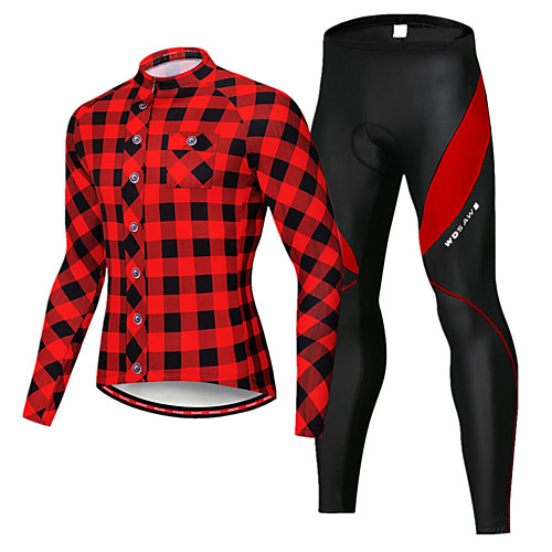 WOSAWE Men's Women's Long Sleeve Cycling Jersey with Tights Winter Fleece Silicone Elastane Black / Red Plaid / Checkered Bike Clothing Suit 3D Pad Reflective Strips Sports Plaid / Checkered Mountain
WOSAWE Men's Women's Long Sleeve Cycling Jersey with Tights Winter Fleece Silicone Elastane Black / Red Plaid / Checkered Bike Clothing Suit 3D Pad Reflective Strips Sports Plaid / Checkered Mountain