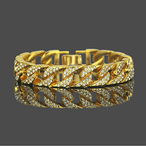 Men's Chain Bracelet Tennis Bracelet Wide Bangle Cut Out Precious Punk Rock Iced Out 18K Gold Plated Bracelet Jewelry Gold / Silver For Street Daily
Men's Chain Bracelet Tennis Bracelet Wide Bangle Cut Out Precious Punk Rock Iced Out 18K Gold Plated Bracelet Jewelry Gold / Silver For Street Daily