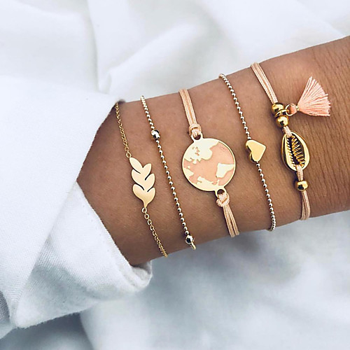 5pcs Women's Tassel Charm Bracelet Vintage Bracelet Bracelet Set Maps Heart Shell Bohemian Fashion Elegant Bracelet Jewelry Gold For Party Gift
5pcs Women's Tassel Charm Bracelet Vintage Bracelet Bracelet Set Maps Heart Shell Bohemian Fashion Elegant Bracelet Jewelry Gold For Party Gift