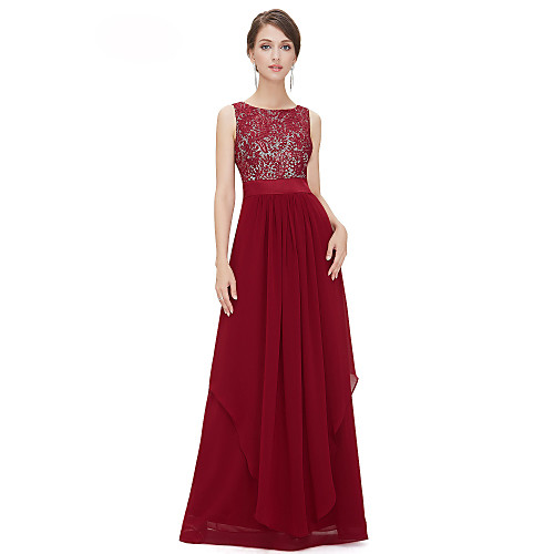 A-Line Elegant Wedding Guest Formal Evening Valentine's Day Dress Jewel Neck Sleeveless Floor Length Chiffon Lace with Tier Lace Insert 2021
A-Line Elegant Wedding Guest Formal Evening Valentine's Day Dress Jewel Neck Sleeveless Floor Length Chiffon Lace with Tier Lace Insert 2021
