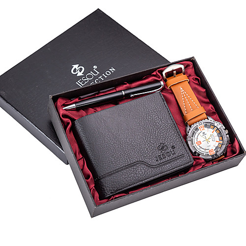 Men's Dress Watch Quartz Gift Set Leather Black / Brown / Khaki 30 m Chronograph Cute Creative Analog Classic Casual - SilverGray Khaki Silvery / White Two Years Battery Life / Luminous
Men's Dress Watch Quartz Gift Set Leather Black / Brown / Khaki 30 m Chronograph Cute Creative Analog Classic Casual - SilverGray Khaki Silvery / White Two Years Battery Life / Luminous