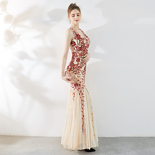 Mermaid / Trumpet Elegant & Luxurious Elegant Formal Evening Dress Plunging Neck Sleeveless Floor Length Tulle Sequined with Sequin 2021
Mermaid / Trumpet Elegant & Luxurious Elegant Formal Evening Dress Plunging Neck Sleeveless Floor Length Tulle Sequined with Sequin 2021