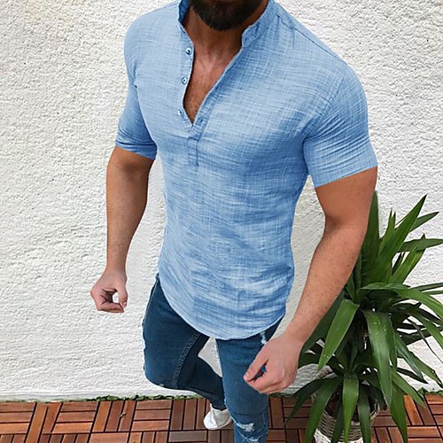 Men's Solid Colored Shirt - Linen Daily Wear Round Neck White / Black / Gray / Light Blue / Short Sleeve
Men's Solid Colored Shirt - Linen Daily Wear Round Neck White / Black / Gray / Light Blue / Short Sleeve