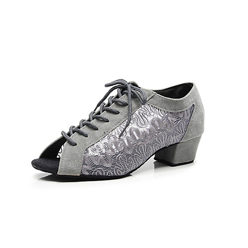 Women's Dance Shoes Lace Latin Shoes Lace Heel Thick Heel Customizable Black / Dark Gray / Performance / Practice
Women's Dance Shoes Lace Latin Shoes Lace Heel Thick Heel Customizable Black / Dark Gray / Performance / Practice