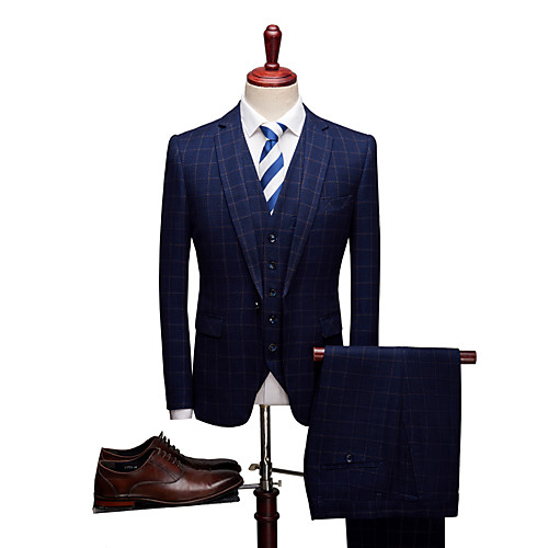Black / Dark Navy / Grape Striped Standard Fit Polyester Suit - Notch Single Breasted One-button / Suits
Black / Dark Navy / Grape Striped Standard Fit Polyester Suit - Notch Single Breasted One-button / Suits