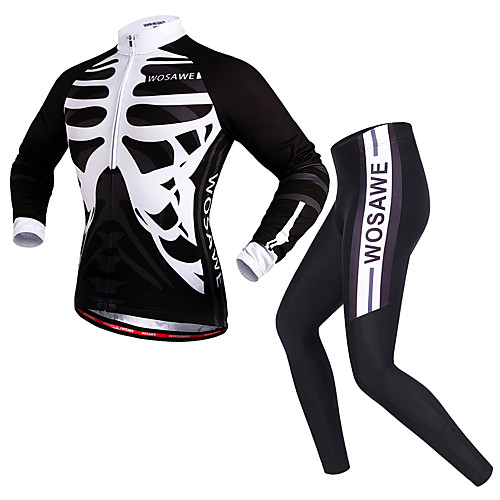 WOSAWE Men's Women's Long Sleeve Cycling Jersey with Tights Winter Spandex Polyester Black Skeleton Bike Clothing Suit Quick Dry Reflective Strips Sports Skeleton Mountain Bike MTB Road Bike Cycling
WOSAWE Men's Women's Long Sleeve Cycling Jersey with Tights Winter Spandex Polyester Black Skeleton Bike Clothing Suit Quick Dry Reflective Strips Sports Skeleton Mountain Bike MTB Road Bike Cycling