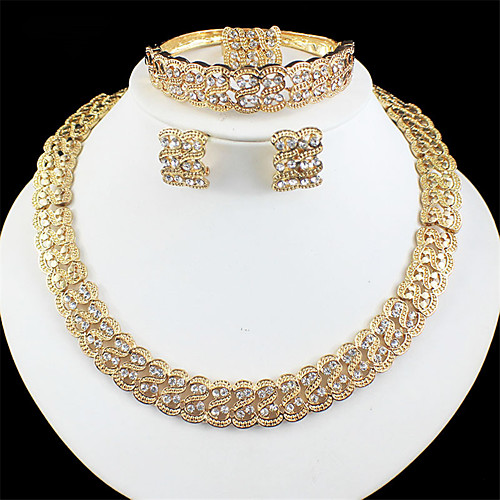 Women's Gold Bridal Jewelry Sets Link / Chain Wave Vintage Rhinestone Earrings Jewelry Gold For Wedding Engagement Gift 1 set
Women's Gold Bridal Jewelry Sets Link / Chain Wave Vintage Rhinestone Earrings Jewelry Gold For Wedding Engagement Gift 1 set