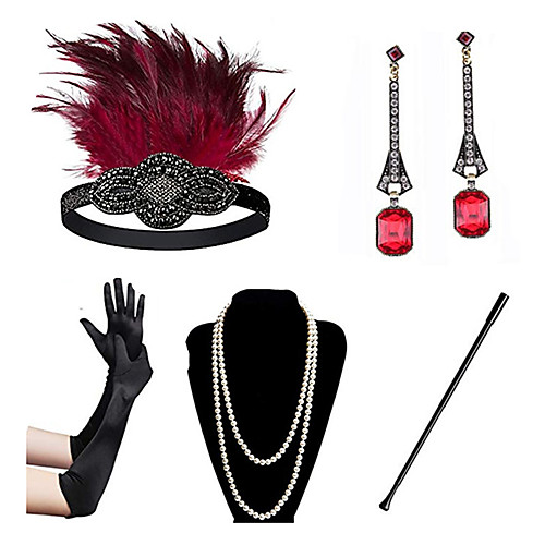 Charleston Vintage 1920s The Great Gatsby Costume Accessory Sets Gloves Flapper Headband Women's Feather Costume Necklace Earrings RedBlack / RedGolden / BlueRed Vintage Cosplay Festival
Charleston Vintage 1920s The Great Gatsby Costume Accessory Sets Gloves Flapper Headband Women's Feather Costume Necklace Earrings RedBlack / RedGolden / BlueRed Vintage Cosplay Festival