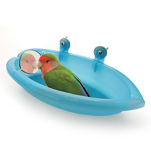 

Bird Bathtub with Mirror Portable Easy Install Plastic Bird Toys Bird Supplies 18.7103.5 cm