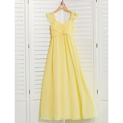 A-Line Square Neck Floor Length Chiffon Junior Bridesmaid Dress with Ruffles / Ruching
A-Line Square Neck Floor Length Chiffon Junior Bridesmaid Dress with Ruffles / Ruching