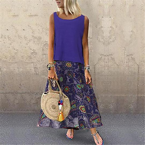 Women's Sheath Dress Maxi long Dress Blue Red Yellow Green Sleeveless Print Patchwork Fall Round Neck Vintage Slim 2021 M L XL XXL 3XL 4XL 5XL / Plus Size
Women's Sheath Dress Maxi long Dress Blue Red Yellow Green Sleeveless Print Patchwork Fall Round Neck Vintage Slim 2021 M L XL XXL 3XL 4XL 5XL / Plus Size