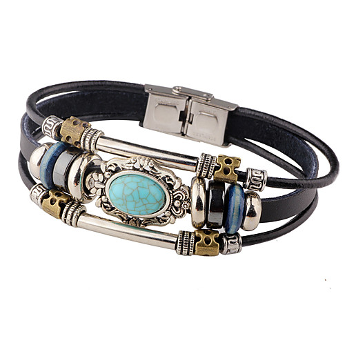 Men's Turquoise Leather Bracelet woven Personalized Vintage Leather Bracelet Jewelry Red / Clover / Blue For Casual Stage
Men's Turquoise Leather Bracelet woven Personalized Vintage Leather Bracelet Jewelry Red / Clover / Blue For Casual Stage
