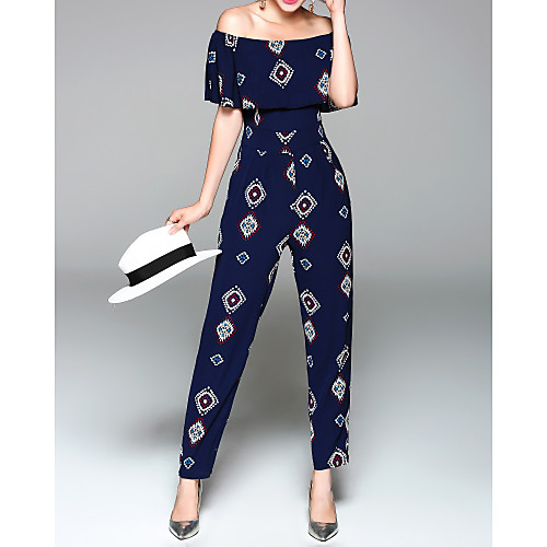 Women's Holiday Weekend Off Shoulder Black / White Black Blue Jumpsuit Graphic Print
Women's Holiday Weekend Off Shoulder Black / White Black Blue Jumpsuit Graphic Print