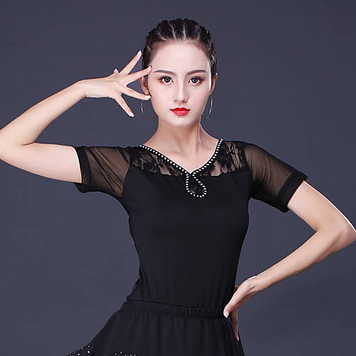 Latin Dance Top Lace Split Joint Women's Training Performance Short Sleeve Lace Milk Fiber Polyester
Latin Dance Top Lace Split Joint Women's Training Performance Short Sleeve Lace Milk Fiber Polyester