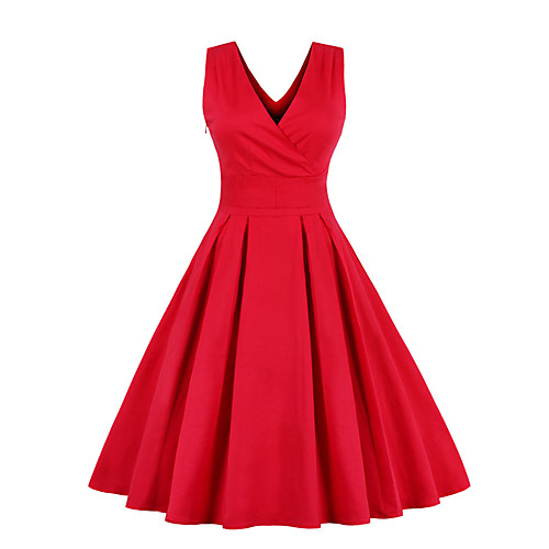 Women's Chiffon Dress Midi Dress Red Royal Blue Sleeveless Solid Colored Pleated Bow V Neck 1950s Vintage S M L XL XXL 3XL 4XL
Women's Chiffon Dress Midi Dress Red Royal Blue Sleeveless Solid Colored Pleated Bow V Neck 1950s Vintage S M L XL XXL 3XL 4XL
