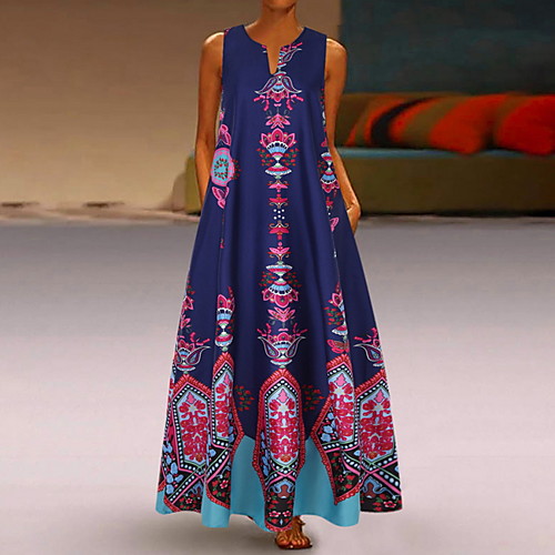 Women's Maxi Loose Dress - Sleeveless Geometric Pocket Print Spring & Summer V Neck Casual Plus Size Abaya Holiday Vacation 2020 White Black Blue Yellow Light Blue S M L XL XXL XXXL XXXXL XXXXXL
Women's Maxi Loose Dress - Sleeveless Geometric Pocket Print Spring & Summer V Neck Casual Plus Size Abaya Holiday Vacation 2020 White Black Blue Yellow Light Blue S M L XL XXL XXXL XXXXL XXXXXL