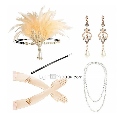 Headbands Earrings Pearl Necklace Outfits 1920s Alloy For The Great Gatsby Cosplay Women's Costume Jewelry Fashion Jewelry / Gloves / Cigarette Stick / Gloves / Cigarette Stick
Headbands Earrings Pearl Necklace Outfits 1920s Alloy For The Great Gatsby Cosplay Women's Costume Jewelry Fashion Jewelry / Gloves / Cigarette Stick / Gloves / Cigarette Stick