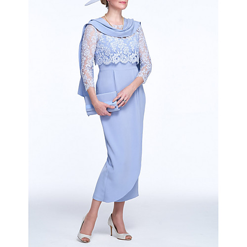 Two Piece Sheath / Column Mother of the Bride Dress Plus Size Elegant Vintage Bateau Neck Ankle Length Lace Polyester 3/4 Length Sleeve with Split Front 2021
Two Piece Sheath / Column Mother of the Bride Dress Plus Size Elegant Vintage Bateau Neck Ankle Length Lace Polyester 3/4 Length Sleeve with Split Front 2021