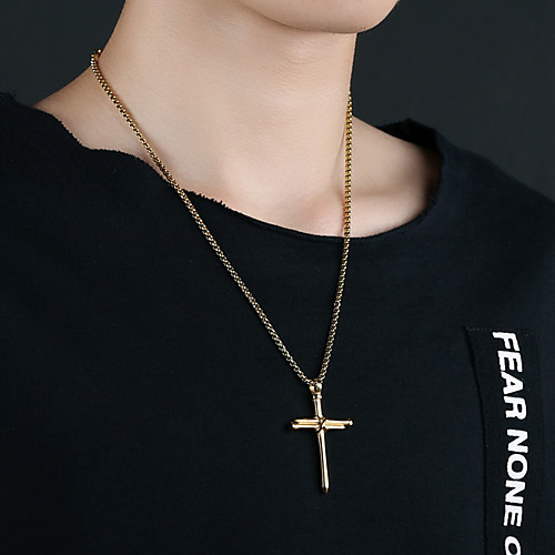 Men's Pendant Necklace Charm Necklace Classic Cross Punk Titanium Steel Black Gold Silver 50 cm Necklace Jewelry 1pc For Gift School Street Club Promise
Men's Pendant Necklace Charm Necklace Classic Cross Punk Titanium Steel Black Gold Silver 50 cm Necklace Jewelry 1pc For Gift School Street Club Promise