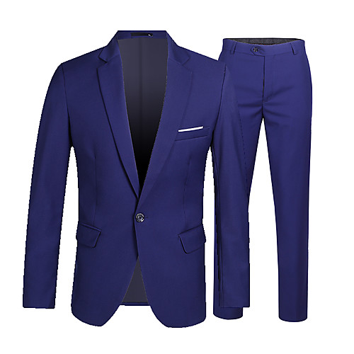 Black / Navy Blue / Gray Solid Colored Standard Fit Polyester Suit - Notch Single Breasted One-button / Suits
Black / Navy Blue / Gray Solid Colored Standard Fit Polyester Suit - Notch Single Breasted One-button / Suits