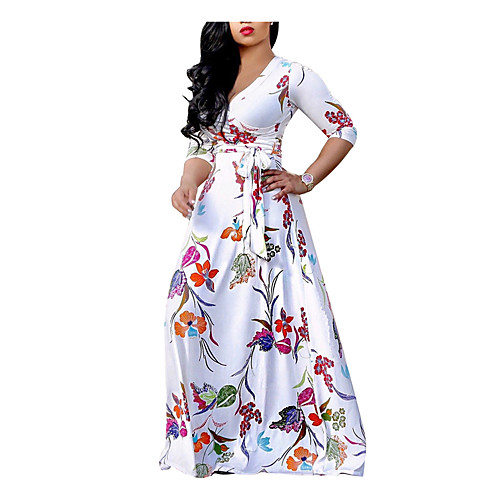 Women's Sheath Dress Maxi long Dress White Long Sleeve White Floral Fall Spring V Neck Boho Beach M L XL XXL 3XL / Plus Size / Plus Size
Women's Sheath Dress Maxi long Dress White Long Sleeve White Floral Fall Spring V Neck Boho Beach M L XL XXL 3XL / Plus Size / Plus Size