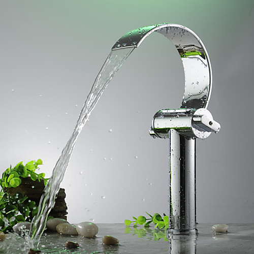 Bathroom Sink Faucet - Waterfall Electroplated Free Standing Two Handles One HoleBath Taps
Bathroom Sink Faucet - Waterfall Electroplated Free Standing Two Handles One HoleBath Taps
