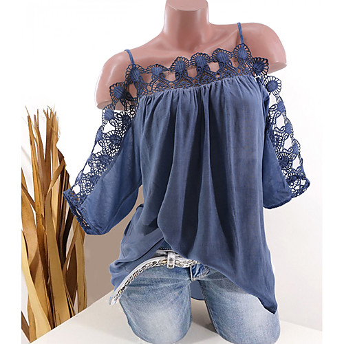 Women's Solid Colored Lace Loose Blouse Date Vacation Strapless White / Black / Blue / Red
Women's Solid Colored Lace Loose Blouse Date Vacation Strapless White / Black / Blue / Red