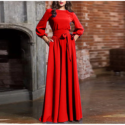Women's Sheath Dress Maxi long Dress - Long Sleeve Solid Colored Bow Lace up Fashion Spring Summer Basic Wine Black Blue Red Green Navy Blue S M L XL XXL
Women's Sheath Dress Maxi long Dress - Long Sleeve Solid Colored Bow Lace up Fashion Spring Summer Basic Wine Black Blue Red Green Navy Blue S M L XL XXL