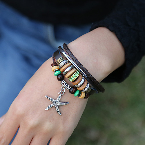 Men's Wrap Bracelet Vintage Bracelet Earrings / Bracelet Layered Starfish Peace Sign Simple Classic Vintage Ethnic Fashion Leather Bracelet Jewelry Brown For Daily School Street Holiday Festival
Men's Wrap Bracelet Vintage Bracelet Earrings / Bracelet Layered Starfish Peace Sign Simple Classic Vintage Ethnic Fashion Leather Bracelet Jewelry Brown For Daily School Street Holiday Festival