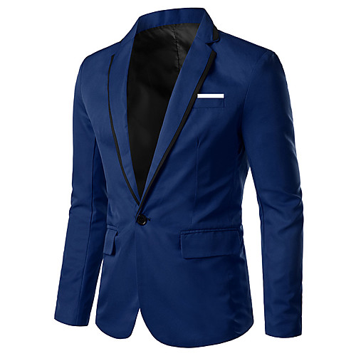 

White / Black / Blue Solid Colored / Color Block Regular Fit Rayon / Polyester Men's Suit - Notch lapel collar