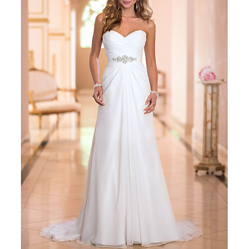 A-Line Wedding Dresses Strapless Sweep / Brush Train Chiffon Strapless Simple Backless with Crystals 2020
A-Line Wedding Dresses Strapless Sweep / Brush Train Chiffon Strapless Simple Backless with Crystals 2020