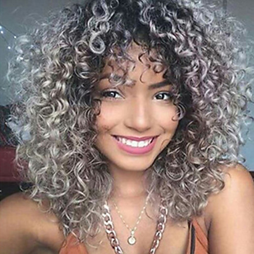 Synthetic Wig Afro Afro Curly With Bangs Wig Short Black / White Synthetic Hair 15 inch Women's Color Gradient African American Wig Black White
Synthetic Wig Afro Afro Curly With Bangs Wig Short Black / White Synthetic Hair 15 inch Women's Color Gradient African American Wig Black White