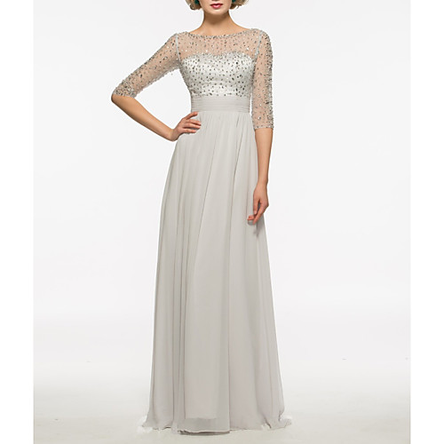 Sheath / Column Mother of the Bride Dress Elegant & Luxurious Bateau Neck Sweep / Brush Train Chiffon Half Sleeve with Crystals 2021
Sheath / Column Mother of the Bride Dress Elegant & Luxurious Bateau Neck Sweep / Brush Train Chiffon Half Sleeve with Crystals 2021