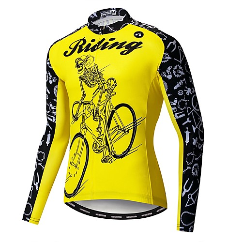 21Grams Novelty Skull Skeleton Men's Long Sleeve Cycling Jersey - Yellow Bike Jersey Top UV Resistant Breathable Moisture Wicking Sports Winter Fleece Polyester Elastane Mountain Bike MTB Road Bike
21Grams Novelty Skull Skeleton Men's Long Sleeve Cycling Jersey - Yellow Bike Jersey Top UV Resistant Breathable Moisture Wicking Sports Winter Fleece Polyester Elastane Mountain Bike MTB Road Bike