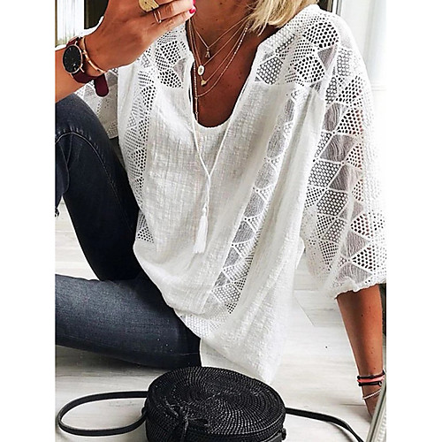 Women's Blouse T shirt Shirt Solid Colored Lace Lace Trims V Neck Tops Elegant Basic Top White Green Light Blue
Women's Blouse T shirt Shirt Solid Colored Lace Lace Trims V Neck Tops Elegant Basic Top White Green Light Blue