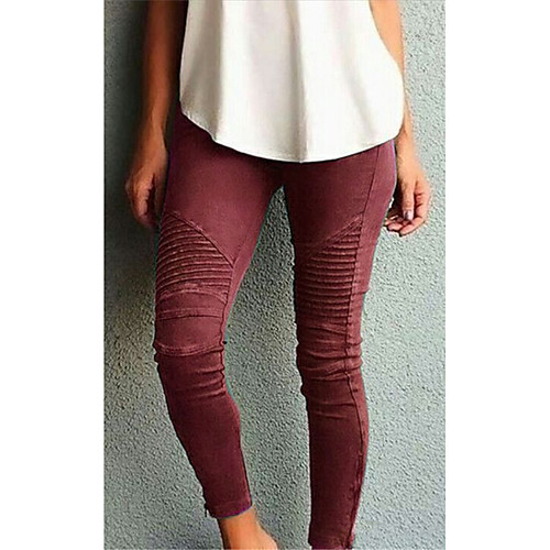 Women's Basic Slim Pants - Solid Colored High Waist Wine Black Blue S / M / L
Women's Basic Slim Pants - Solid Colored High Waist Wine Black Blue S / M / L
