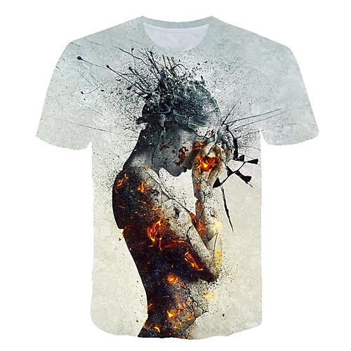 Men's T shirt Color Block 3D Cartoon Print Short Sleeve Club Tops Streetwear Exaggerated Light gray
Men's T shirt Color Block 3D Cartoon Print Short Sleeve Club Tops Streetwear Exaggerated Light gray