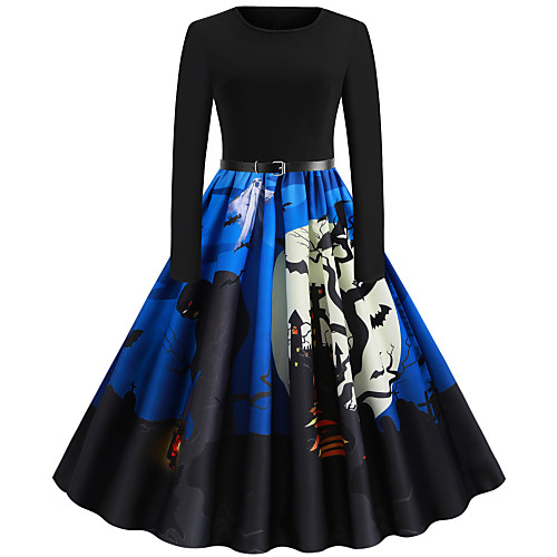 Women's Halloween A Line Dress Blue Red Orange Royal Blue Long Sleeve Abstract Round Neck Hot Halloween Cotton S M L XL XXL
Women's Halloween A Line Dress Blue Red Orange Royal Blue Long Sleeve Abstract Round Neck Hot Halloween Cotton S M L XL XXL