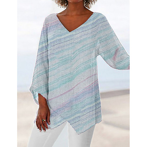 Women's Plus Size Striped T-shirt Basic Daily V Neck White / Blue / Red / Brown / Gray
Women's Plus Size Striped T-shirt Basic Daily V Neck White / Blue / Red / Brown / Gray