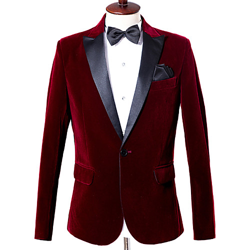 Men's Blazer, Solid Colored Peaked Lapel Polyester / Velvet Blue / Black / Wine
Men's Blazer, Solid Colored Peaked Lapel Polyester / Velvet Blue / Black / Wine