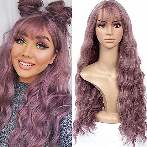 Synthetic Wig Water Wave With Bangs Wig Long Lavender Synthetic Hair 26 inch Women's Heat Resistant Classic Natural Purple
Synthetic Wig Water Wave With Bangs Wig Long Lavender Synthetic Hair 26 inch Women's Heat Resistant Classic Natural Purple