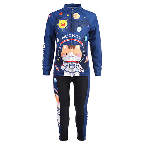 Nuckily Cat Cartoon Astronaut Boys' Girls' Long Sleeve Cycling Jersey with Tights - Kid's Dark Blue Bike Clothing Suit Windproof UV Resistant Breathable Sports Winter Chinlon Spandex Mountain Bike MTB
Nuckily Cat Cartoon Astronaut Boys' Girls' Long Sleeve Cycling Jersey with Tights - Kid's Dark Blue Bike Clothing Suit Windproof UV Resistant Breathable Sports Winter Chinlon Spandex Mountain Bike MTB