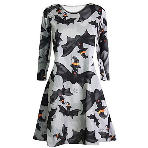 Women's Halloween A Line Dress Black Purple Gray Long Sleeve Geometric Round Neck Hot Halloween vacation dresses S M L XL XXL
Women's Halloween A Line Dress Black Purple Gray Long Sleeve Geometric Round Neck Hot Halloween vacation dresses S M L XL XXL