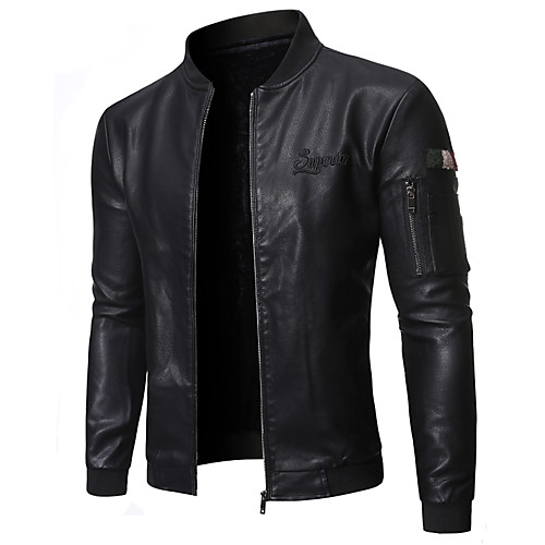 Men's Daily Spring & Fall / Fall & Winter EU / US Size Regular Leather Jacket, Solid Colored Stand Long Sleeve Faux Leather Black / Dark Gray / Yellow / Slim
Men's Daily Spring & Fall / Fall & Winter EU / US Size Regular Leather Jacket, Solid Colored Stand Long Sleeve Faux Leather Black / Dark Gray / Yellow / Slim