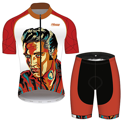 21Grams Elvis Presley Men's Short Sleeve Cycling Jersey with Shorts - Red and White Bike Clothing Suit Breathable Quick Dry Reflective Strips Sports 100% Polyester Mountain Bike MTB Clothing Apparel
21Grams Elvis Presley Men's Short Sleeve Cycling Jersey with Shorts - Red and White Bike Clothing Suit Breathable Quick Dry Reflective Strips Sports 100% Polyester Mountain Bike MTB Clothing Apparel