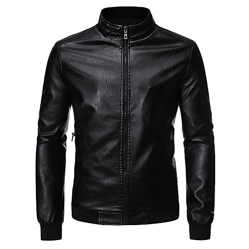 Men's Solid Colored Basic Spring & Fall Faux Leather Jacket Regular Daily Long Sleeve PU Coat Tops Black
Men's Solid Colored Basic Spring & Fall Faux Leather Jacket Regular Daily Long Sleeve PU Coat Tops Black